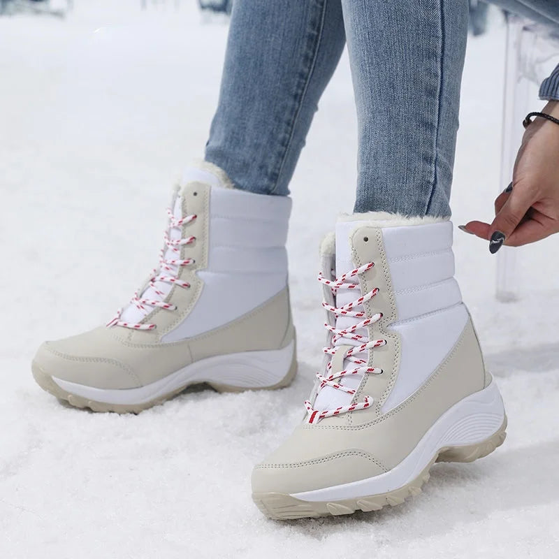 Autumn Winter Women's Ankle Boots Chunky Platform Waterproof Non-slip/Warm Shoes Woman Boots Outdoor Warm Snow Boots New
