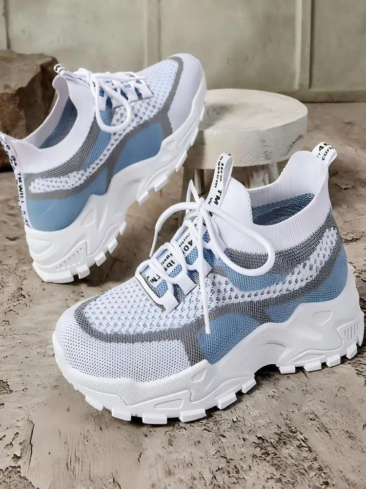 Breathable Mesh Chunky Platform Sneakers Women Lightweight/Casual Shoes Lace Up Non-slip Shoes For Streetwear