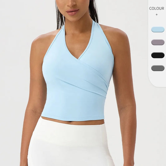 Summer Women's Sports Yoga Vest Halter Neck Gym Sports Bra/Sexy Yoga Fitness Tank Top Slim-fit Quick-dry Sports Running Vest