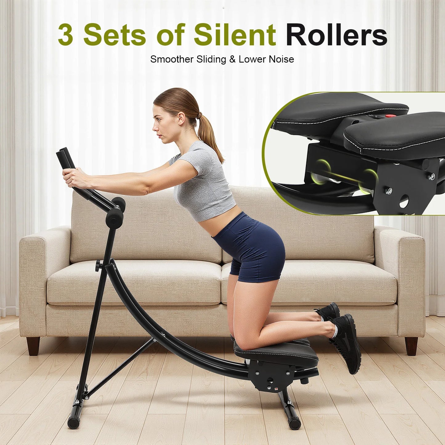330lbs Capacity Ab Machine 3-Level Adjustable, Dual-Arc Track/Core Trainer with LED Display Foldable Home Gym Equipment