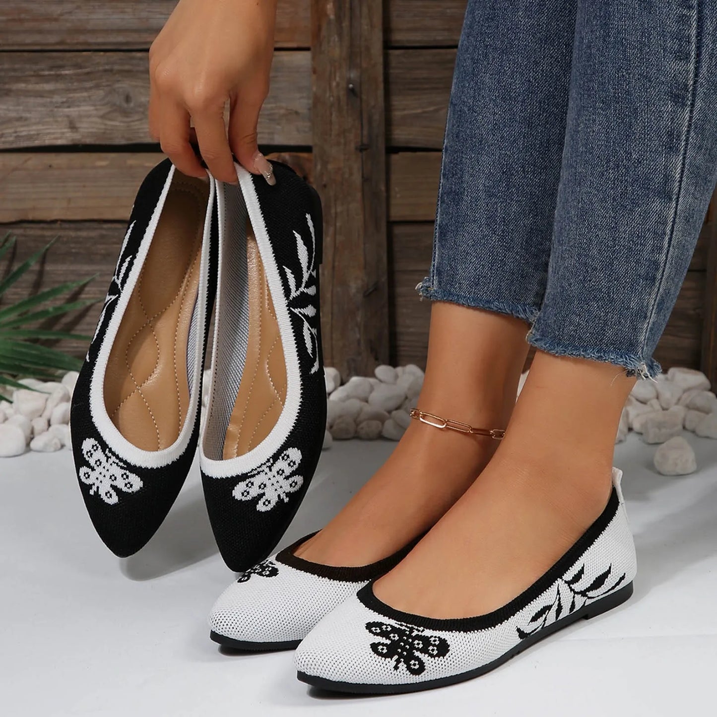 Women's Flat Non Slip Casual Shoes Fashion/Point Toe Mesh Cloth Breathable Women Shoes