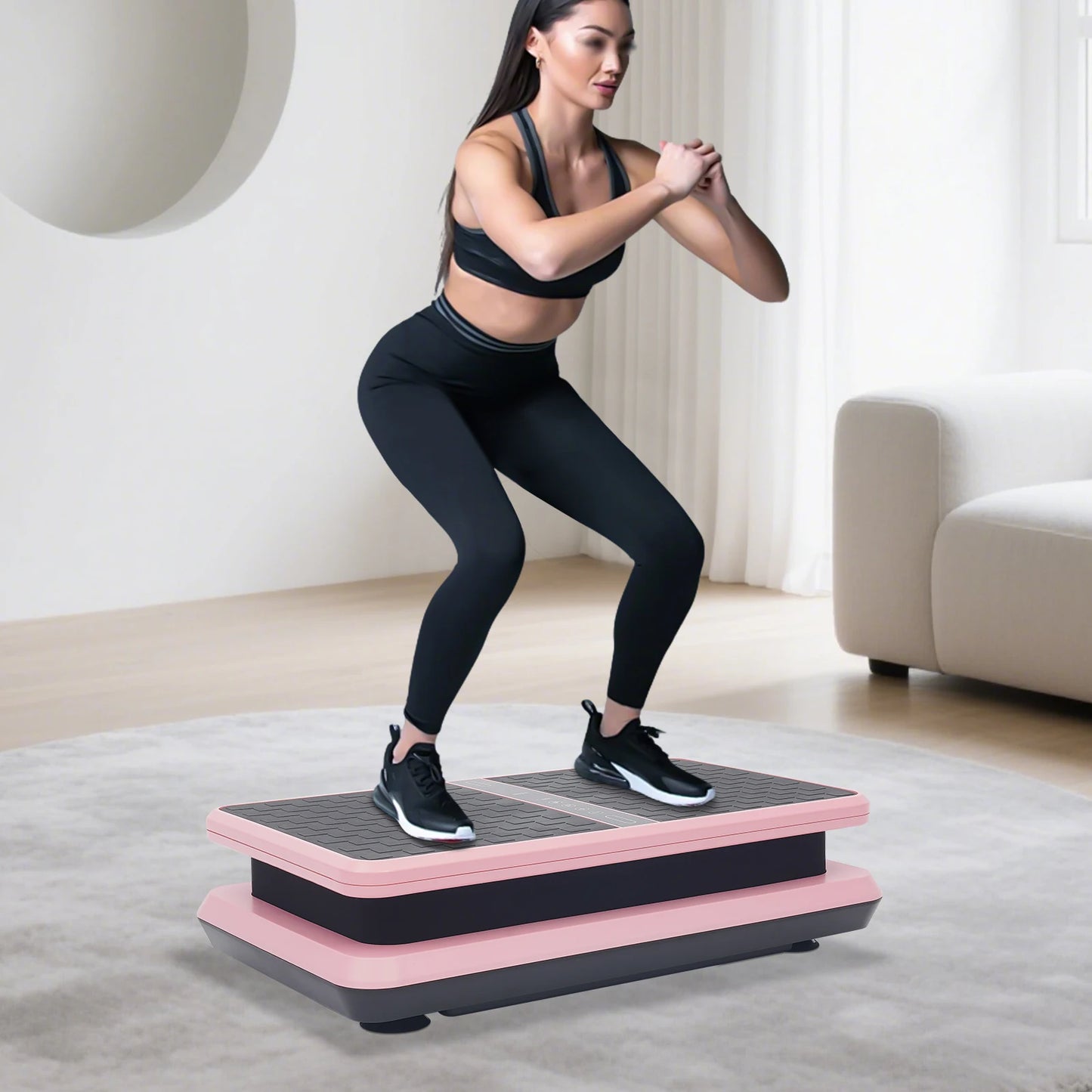 Vertical Vibration Plate Machine 330LBS Capacity Whole Body/Workout Fitness Equipment w/ Remote Control & Resistance Bands