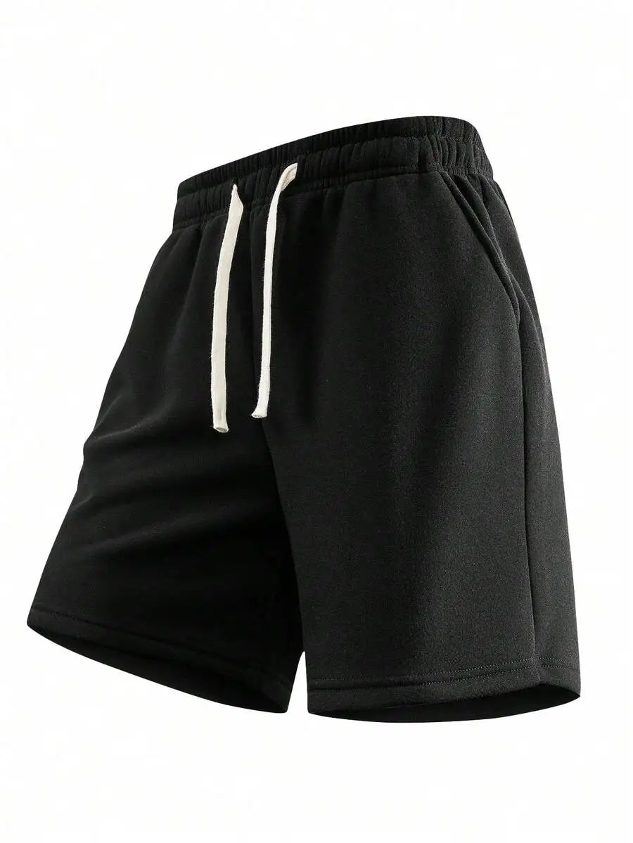 Men's Casual Solid Sweat Shorts Drawstring Waist With Pockets/Simple And Versatile Summer Bottoms Suitable For Everyday