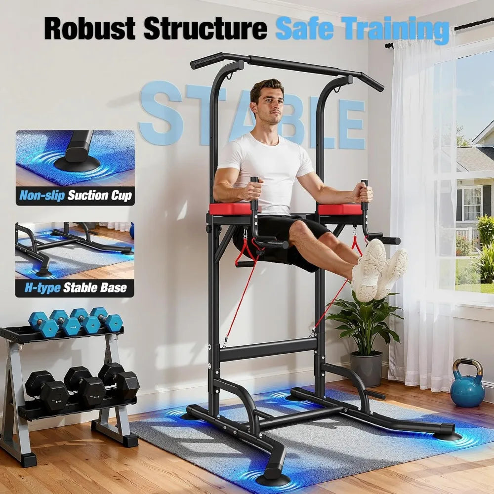 Dskeuzeew Power Tower Pull Up Bar Station 450LBS Stable Power Tower/Training Heavy-Duty Fitness Equipment for Home Gym