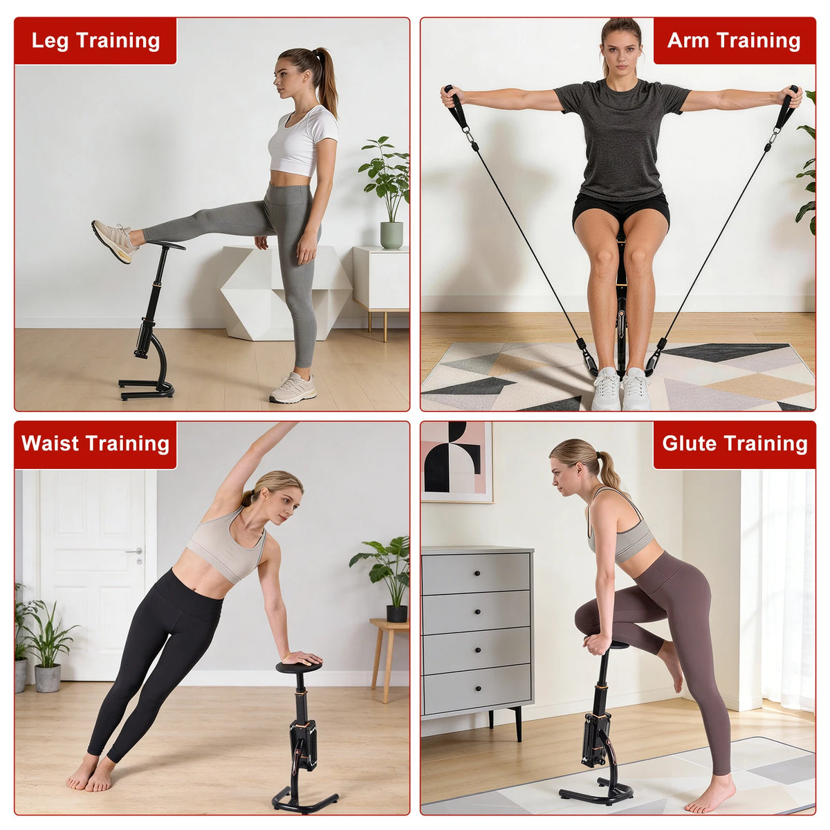 Squat Machine for Home Gym Adjustable Glute Leg Core Strengthener/Assisted Squat Trainer with Variable Resistance Intensity