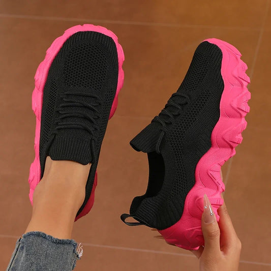 Women' Cute Lace Up Mesh Shoes Versatile Fashionable Design Sneakers/Lightweight Breathable Comfort Outdoors Walking Train Shoes