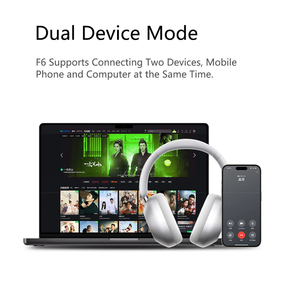 Picun F6 ANC Wireless Headphones Bluetooth 5.4 Hi-Res Audio Over Ear/Headset 52dB Hybrid Active Noise Cancellation Earphone 120H