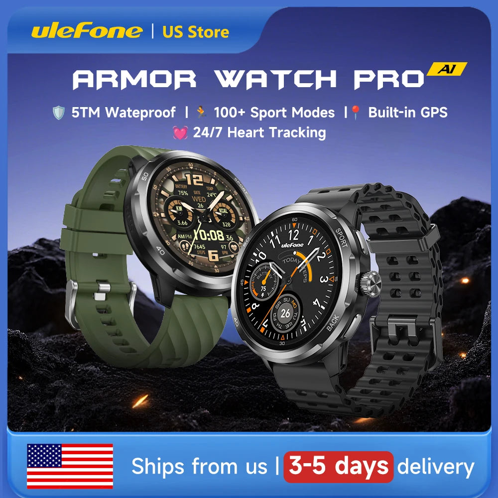 Ulefone Armor Watch Pro 1.5" AMOLED Smartwatch with Built-in GPS/Heart Rate Monitoring Sports Watch for Men & Women
