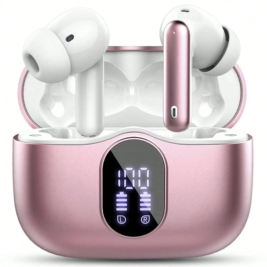Ordtop Wireless Earbuds Bluetooth Headphones 48H Playtime Ear Buds/With LED Power Display, IPX7 Waterproof Bluetooth 5.4 Earphones