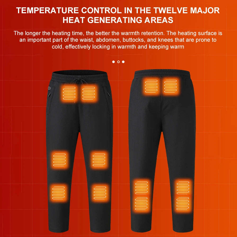 Winter Heated Pants 12 Heating Zone Women Men Heating Pants/Electric Thermal Pants Outdoor Hiking Skiing Hunting Fishing M-5XL