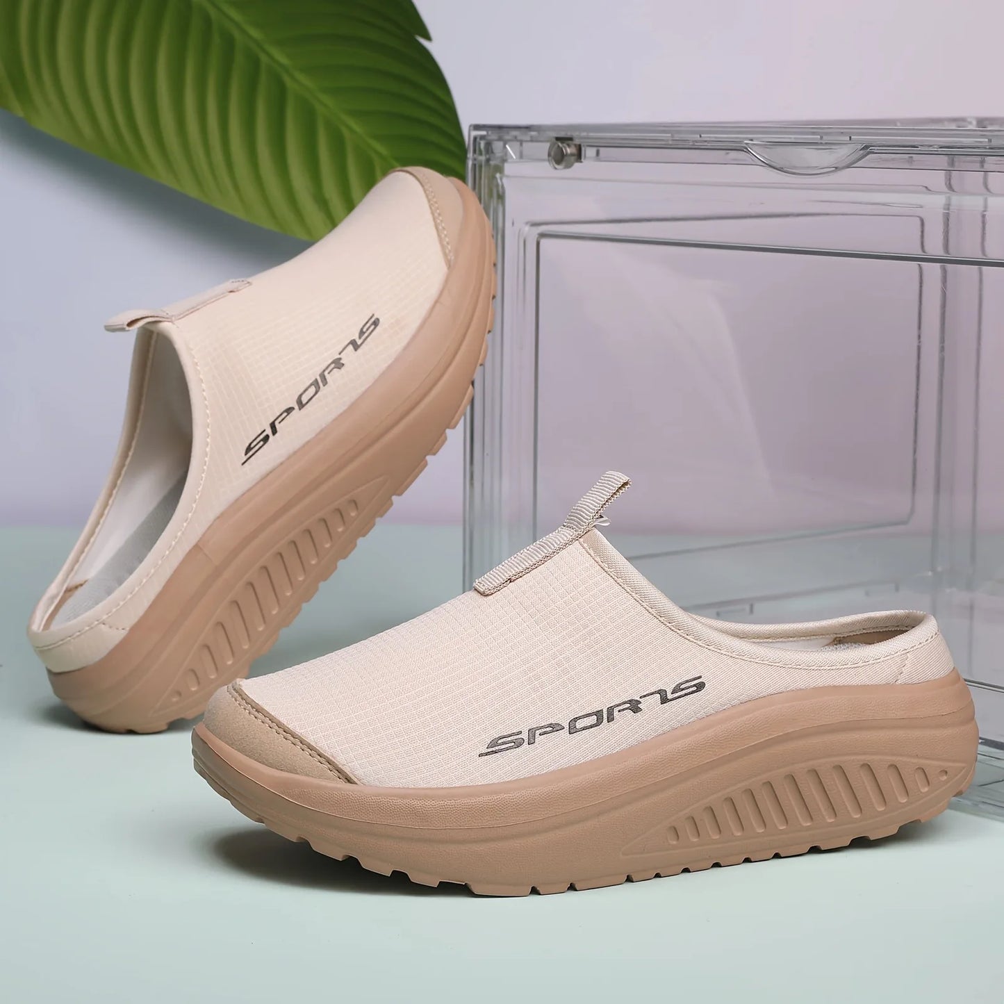Summer women's one foot sports shoes breathable/thin mesh lazy shoes toe cap half drag sandals women's style
