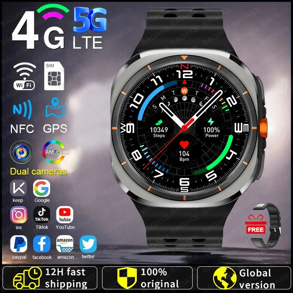 Watch7 Ultra Smart Watch Video Call Smartwatch 4G/5G Sim Card/GPS WIFI Rotary Camera Global Calling Google map Watch