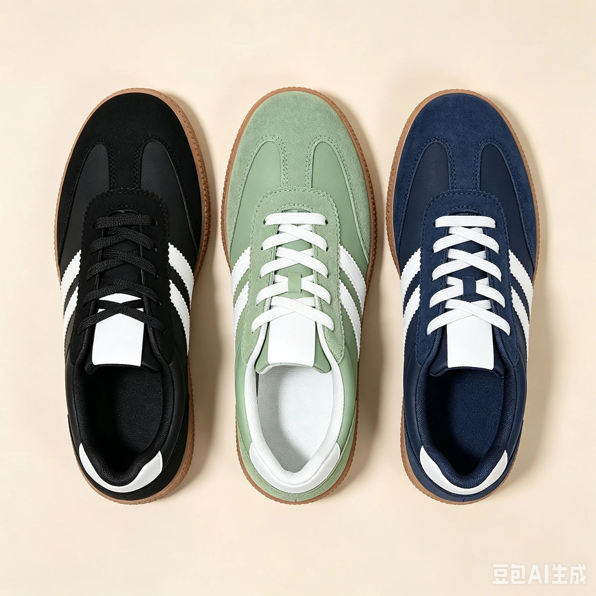 Women's Retro Lace Up Sneakers Patchwork Fabric Upper 3 Stripe Decor/Gum Rubber Sole Lightweight Casual Walking Shoes Fashion Low Top