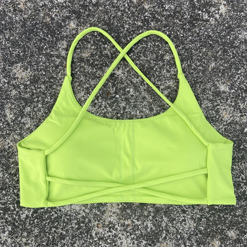 Women Sports Bra Sexy Cross Straps Back Fitness Bralette High Impact/Gym Yoga Workout Crop Top Vest Push Up Running Underwear