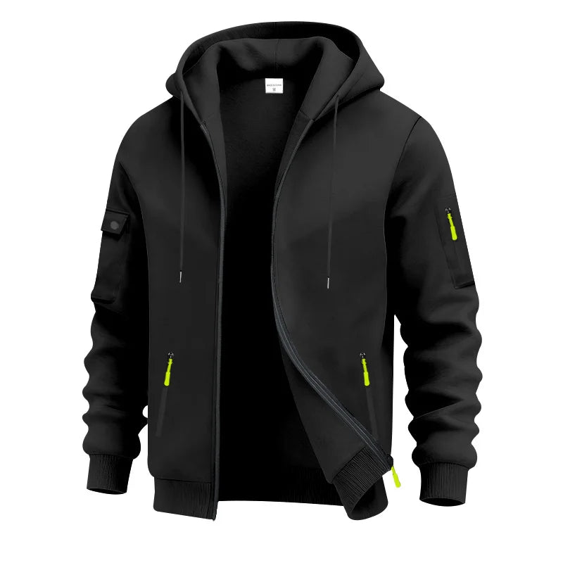 Men's Lightweight Insulated Winter Jacket With Hood Casual Windproof/Zipper Collar Jacket, Golf Windproof Hooded Jacket