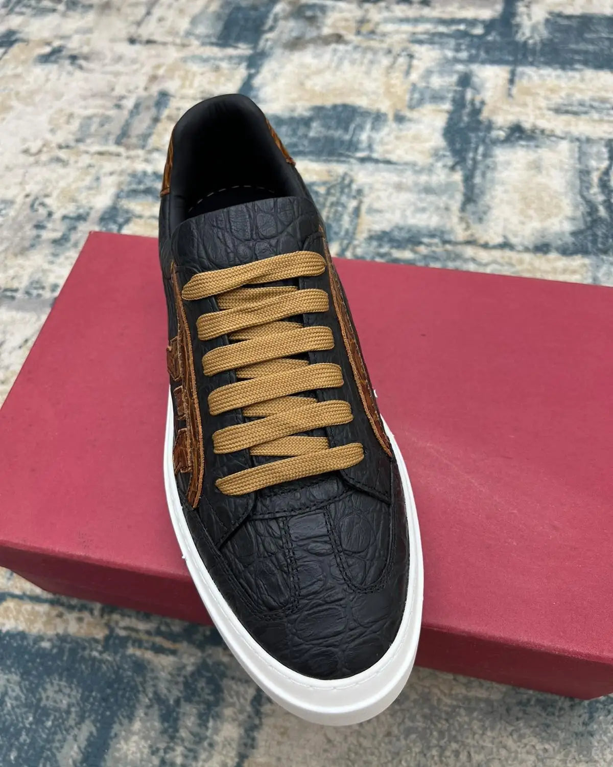 2026 New Arrival Men's Genuine Leather Board Shoes/Low Top Platform Sole Lace Up British Style for Daily Use