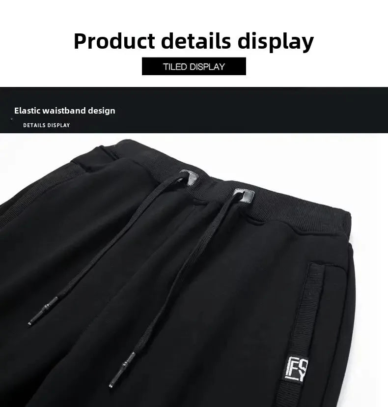 Men's Autumn/Winter Fleece-Lined and Thickened Sweatpants/Versatile Casual Straight-Leg Pants Loose-Fitzip U pocket Solid Color