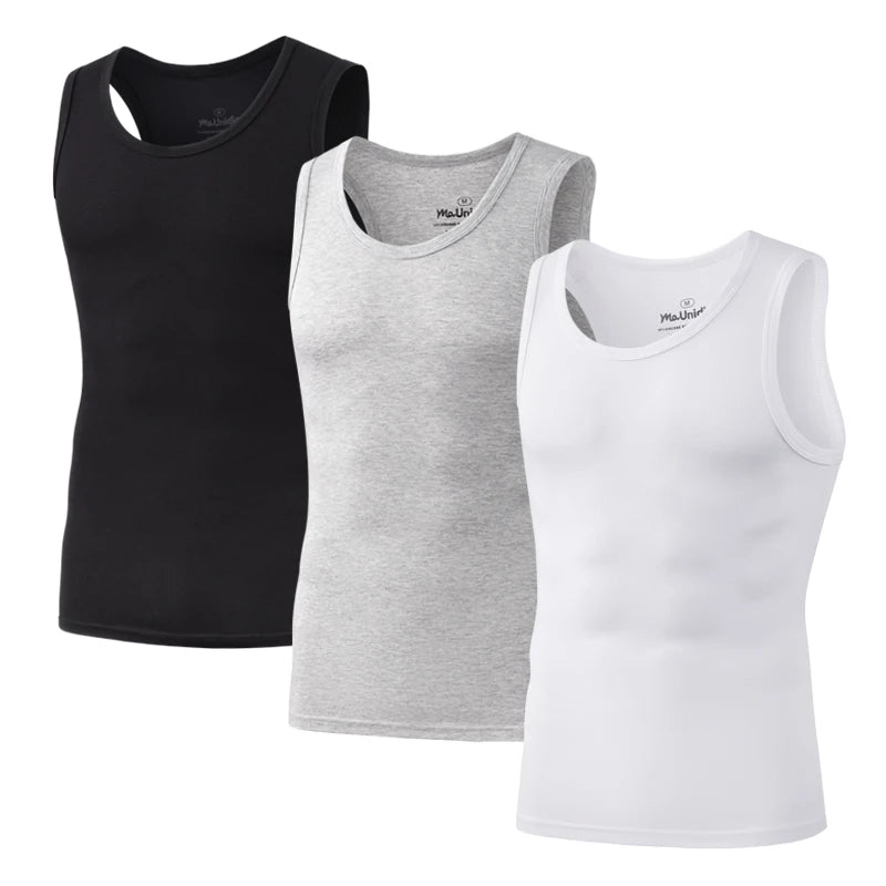 3Pcs/Pack Solid Color Men's Tank Top Sleeveless Undershirts/Men Vest Gym T-Shirt High Quality Bamboo Fiber Man Singlets Sports