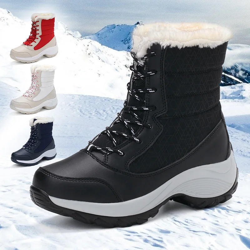 Autumn Winter Women's Ankle Boots Chunky Platform Waterproof Non-slip/Warm Shoes Woman Boots Outdoor Warm Snow Boots New