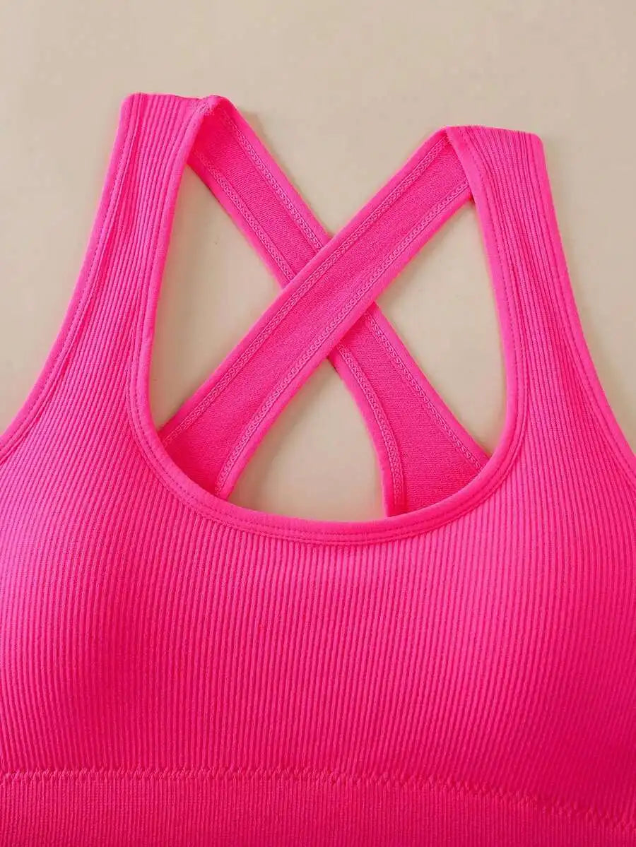 3pcs Criss-Cross Strap Sports Bra For Women Yoga Gym/Running Racerback Crop Top Can Be Worn Outerwear