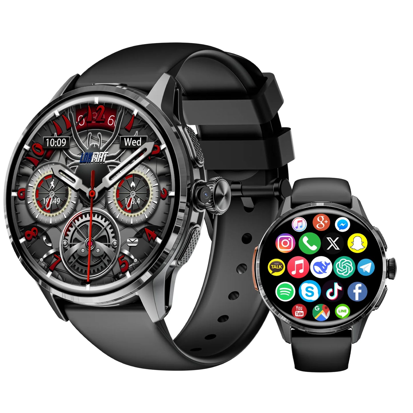 LOKMAT APPLLP 3 Android Smart Watch Amoled Round Screen/Retaining Camera Wifi 4G Watch Phone App Download with Quick Charging