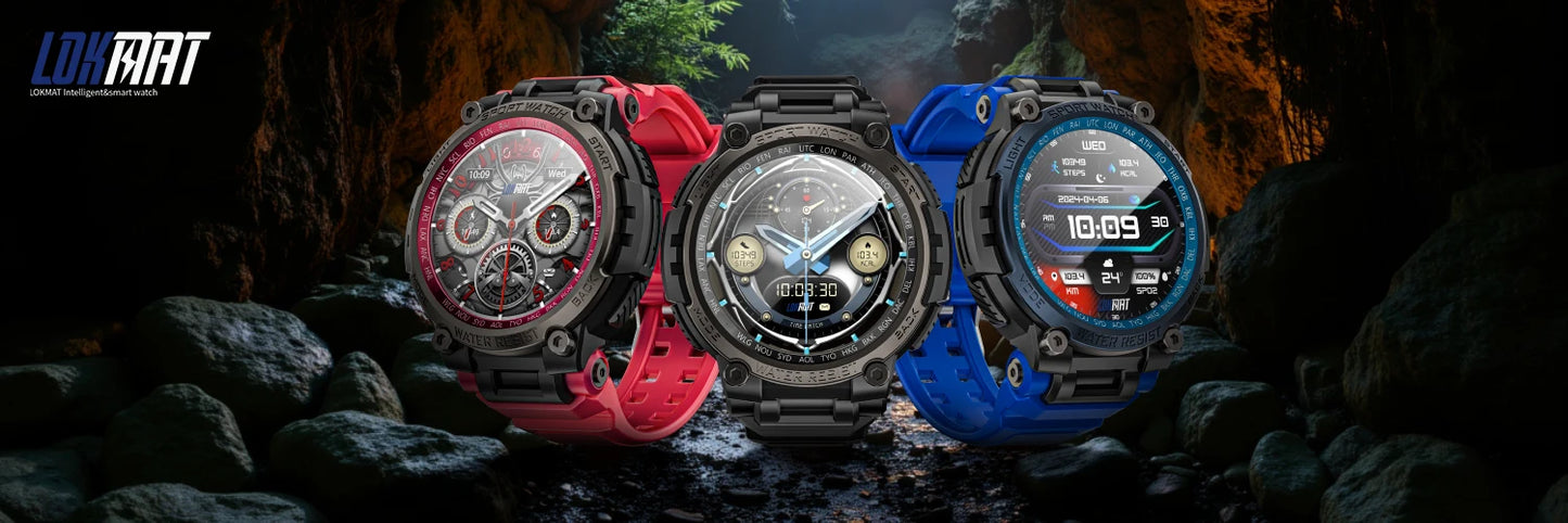 LOKMAT New ATTACK MAX Sport Rugged Smart Watch BT Calls Waterproof/Military Smartwatches Heart Rate Monitor Fitness Tracker