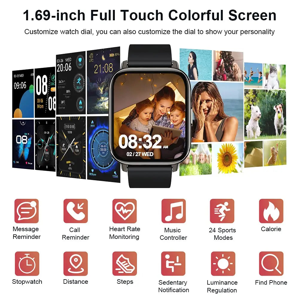 Smart Watch, Fitness Tracker Watch for Men Women/1.69'' Touch Smartwatch Fitness Watch with Pedometer Sleep Monitor.