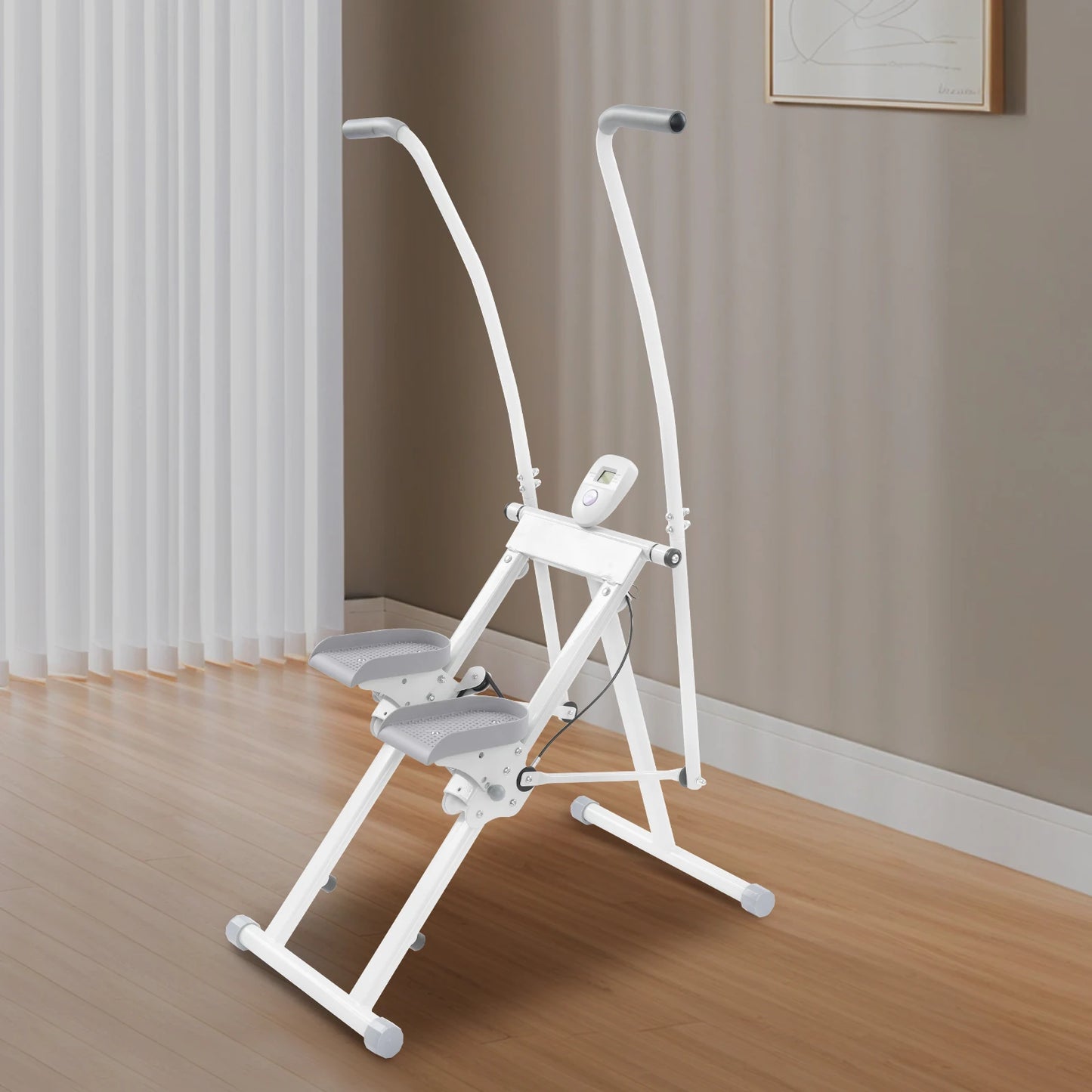 Compact Stair Stepper Machine for Home Full Body Workout Climber/with Digital Monitor Space Saving Exercise Equipment (White)