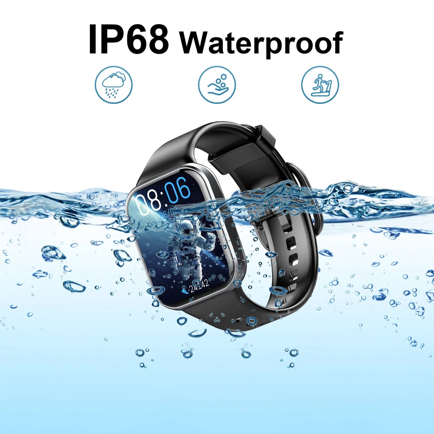 Nerunsa Smart Watch, 1.69" HD Touch Screen Fitness Watch/25 Sports Modes Fitness Tracker IP68 Waterproof Smartwatch.