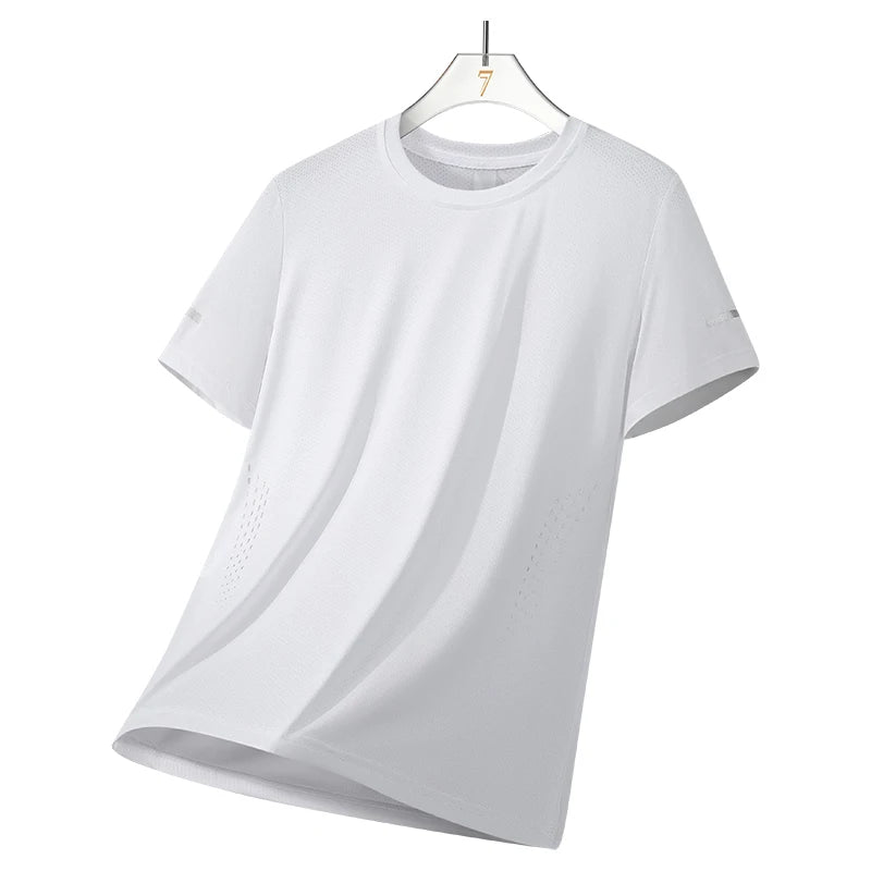 CHRLCK Men's Running Quick Drying T-shirts Breathable Hiking/Fishing Tees Soft Elasticity Outdoor Sports Short Shirt Summer