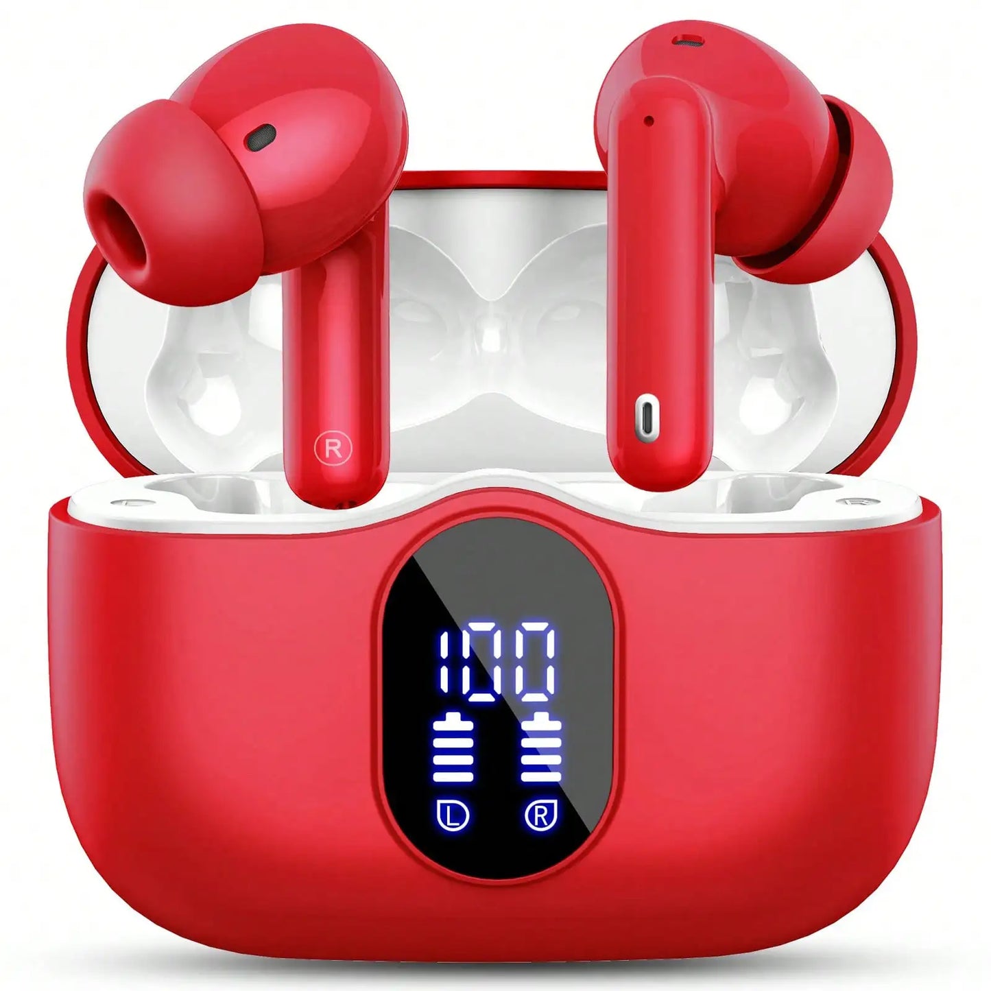 Ordtop Wireless Earbuds Bluetooth Headphones 48H Playtime Ear Buds/With LED Power Display, IPX7 Waterproof Bluetooth 5.4 Earphones