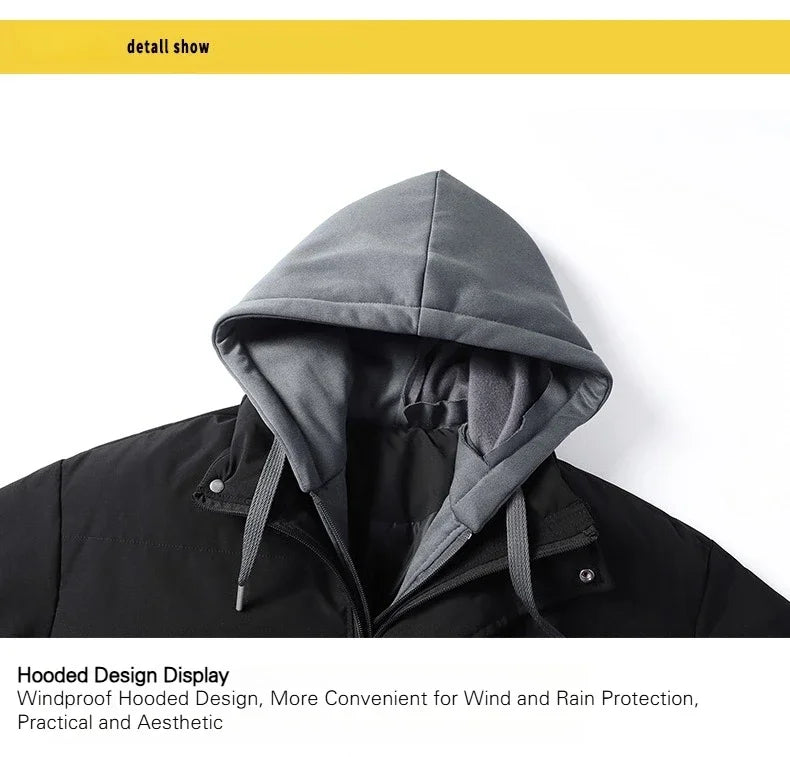 Fashion Men's Hooded Parka Jackets Thick Warm Outdoor Streetwear/Casual Winter Quality Male Puffer Jacket Couple Coats