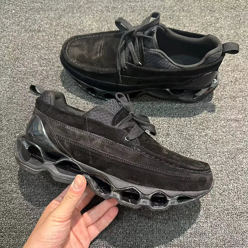 New Spring Summer Casual Leather Shoes Korean Style Round Toe/Lace Up Elevator Sole Minimalist Elegant Fashion Footwear