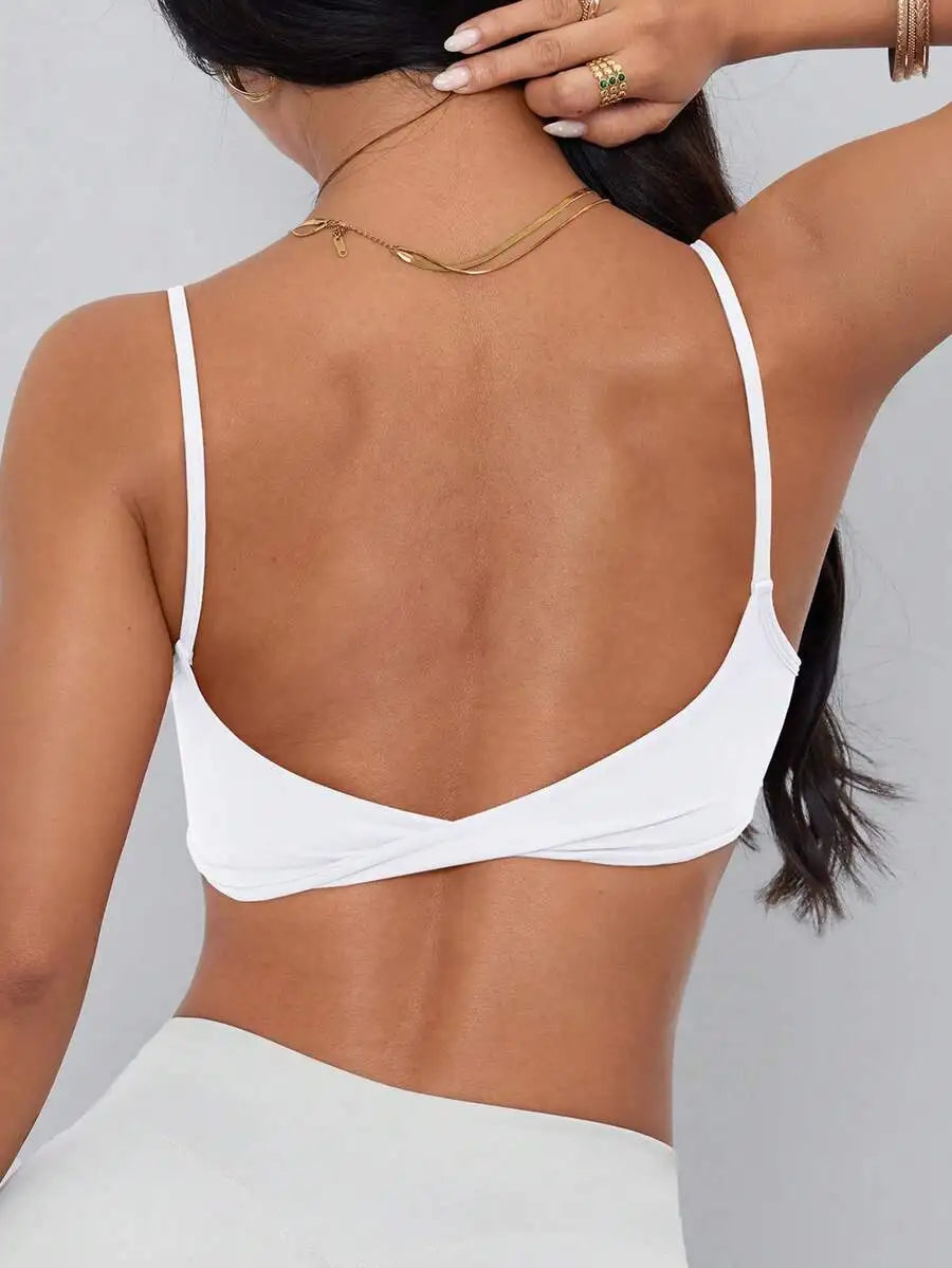 ATTRACO Women's Sports Bra, Twist Back Design Fashionable/Solid Color Sports Tank Top With Removable Pads, Suitable For Yoga
