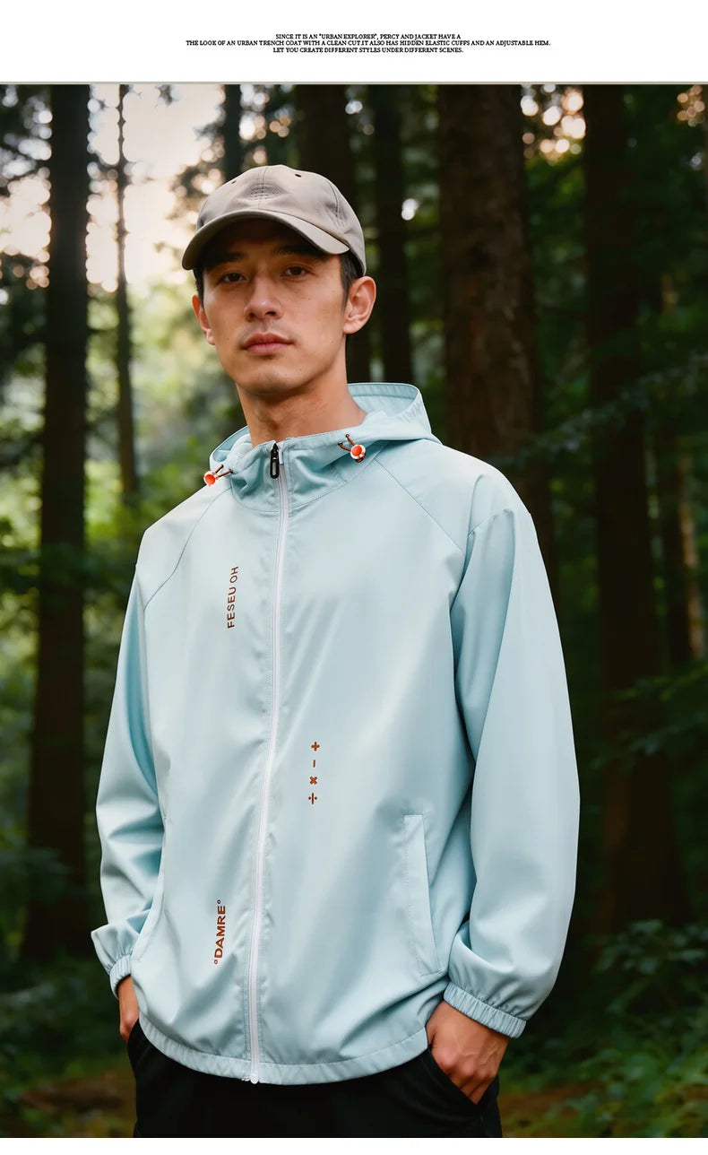 UPF50+ Ice Silk UV Sun Protection Jacket Men Outdoor Softshell/Windbreaker Hiking Camping Coats Lightweight Sunscreen Skin Coats