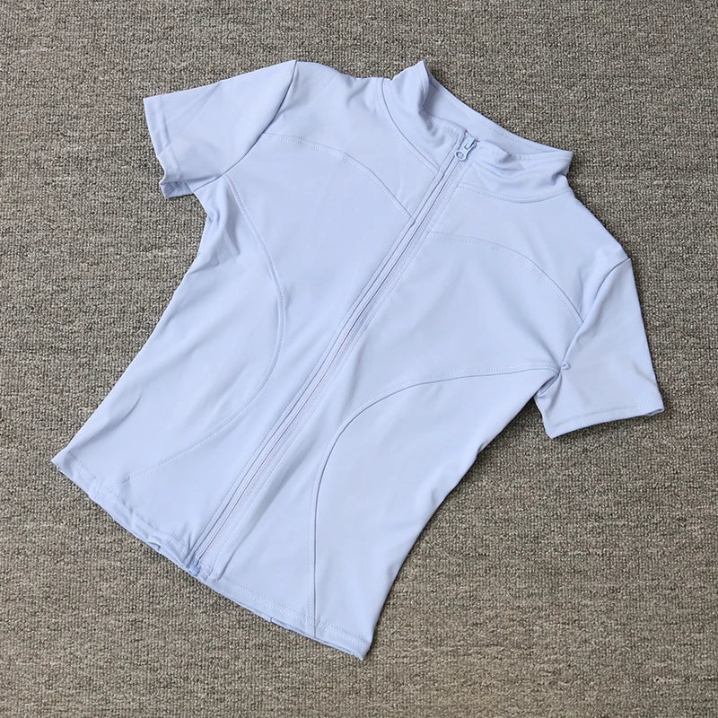 Women sport wear Slim Fit Polyester Quick-drying Full Zip/Outdoor Fitness Running Tights Short Sleeves Women's Yoga Wear