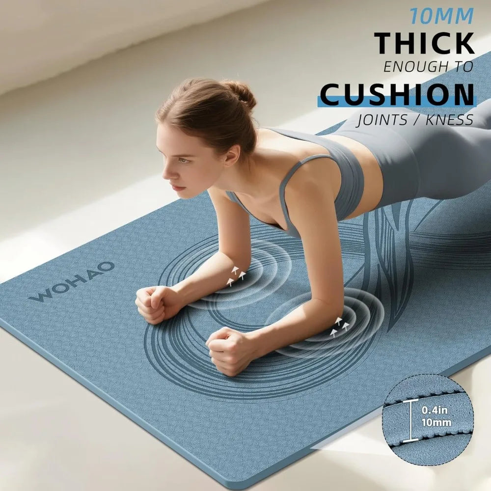 Large 76"x40"x0.4" Yoga Mat Extra Width & Thick Non-Slip Exercise Mat/Versatile for Stretching Yoga Studio
