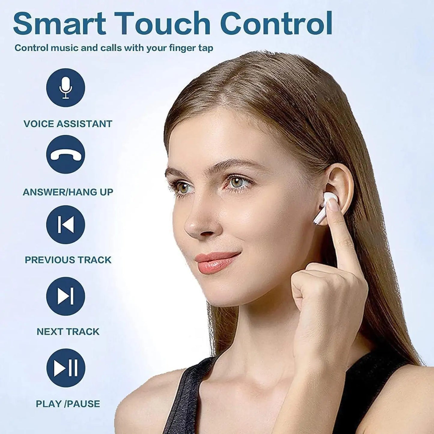 Portable Wireless Audio Headset Bluetooth 5.4 Earphones 3D Stereo/Wireless Earbuds with USB-C Charging Case Sports Audio Calls