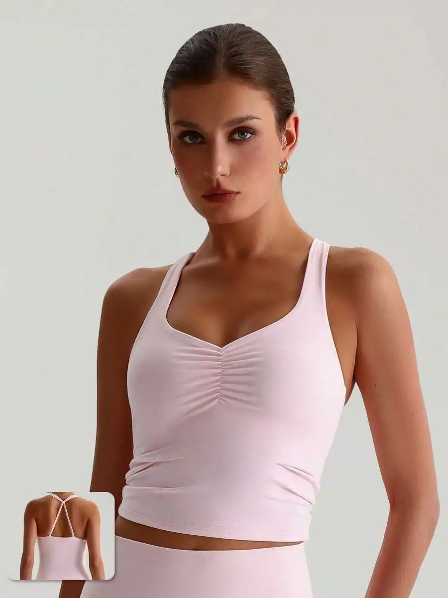 MASKERT "Sports Bra Top" Women's Built-In Cups Yoga Vest/High-Stretch Lounge & Commute Wear