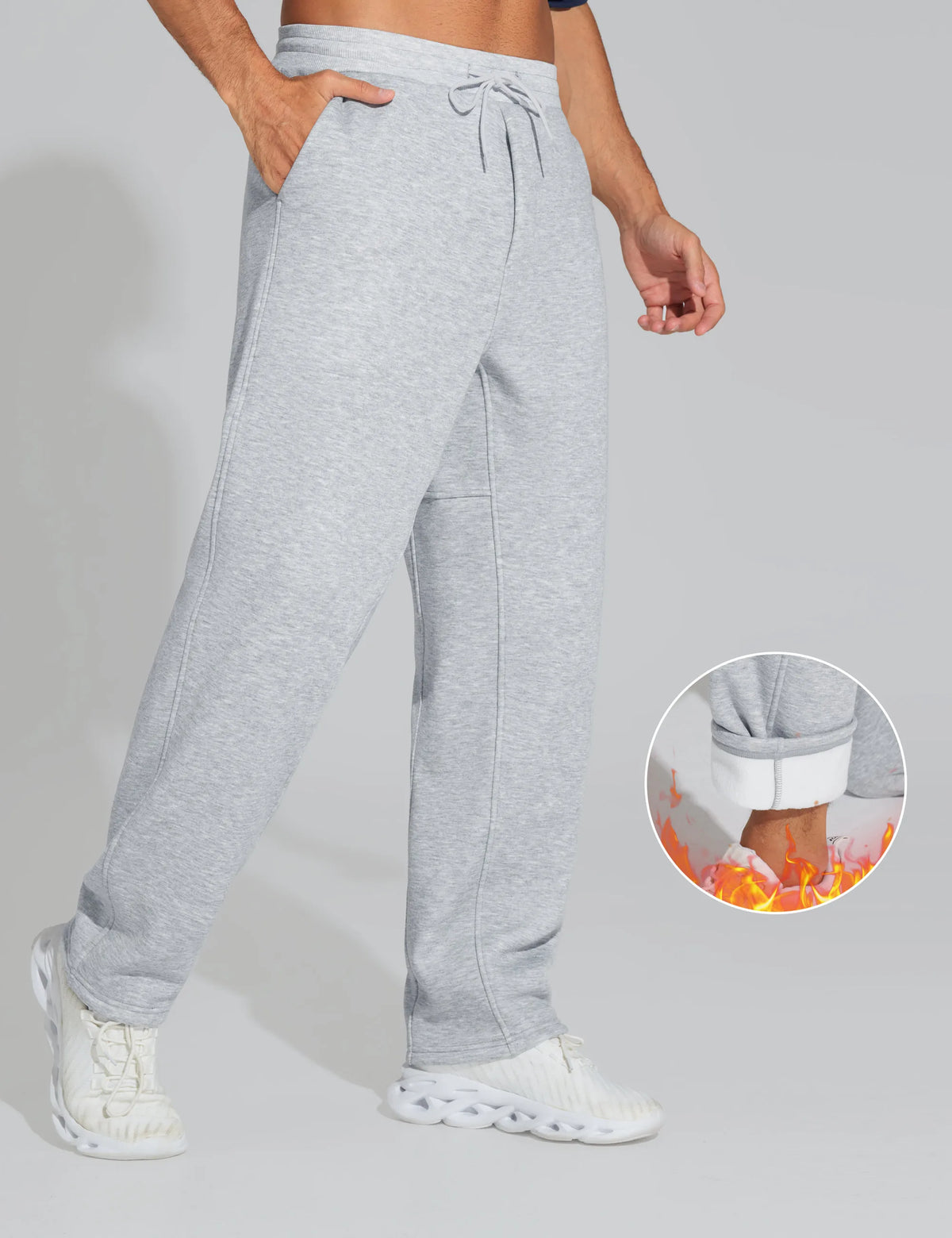 THE GYM PEOPLE Men's Baggy Sweatpants Fleece Drawstring/Straight Leg Open Bottom Workout Pants with Pockets