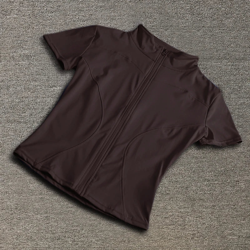 Women sport wear Slim Fit Polyester Quick-drying Full Zip/Outdoor Fitness Running Tights Short Sleeves Women's Yoga Wear