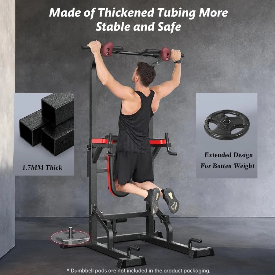 Power Tower Dip Station Pull Up Bar for Fitness Home Gym Workout/Multi-Function Adjustable Height Fitness Strength Training