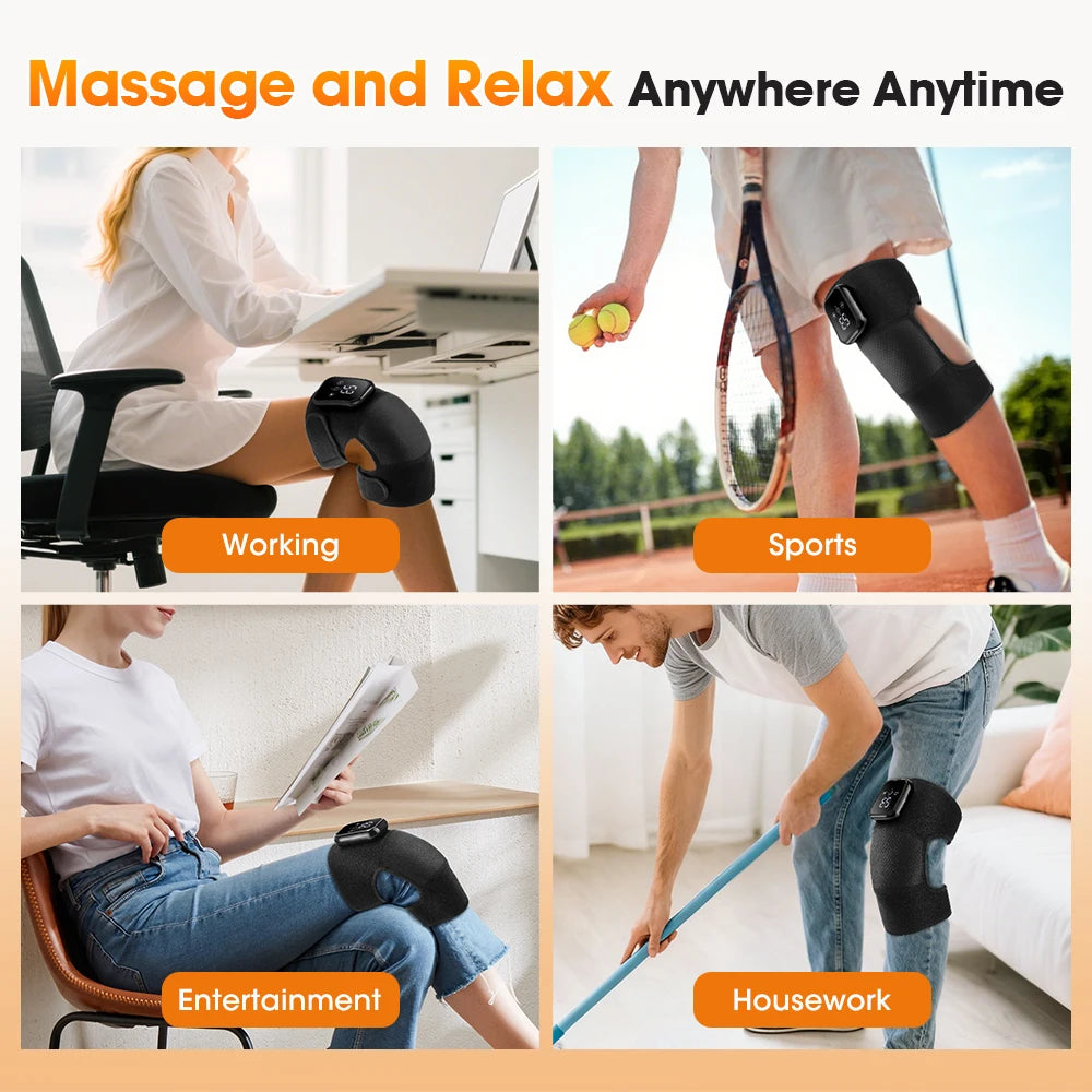 Smart Vibration Massage Knee Pad Heating Wrap Belt Larger Thermal/Area Joint Muscle Relaxation Brace Hot Compress Knee Massager
