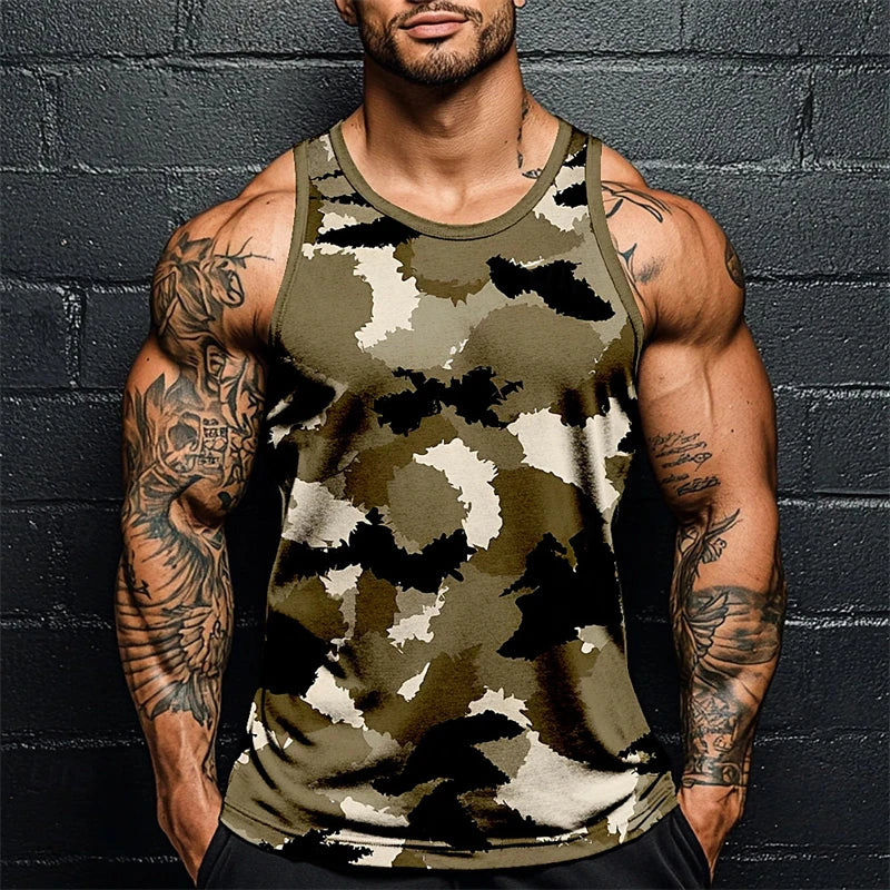 Summer Daily Exercise Men's Tank Top Camouflage Outdoor Sports/Running Fitness Men's Sleeveless T shirt Street Men's Tank Top 6xl