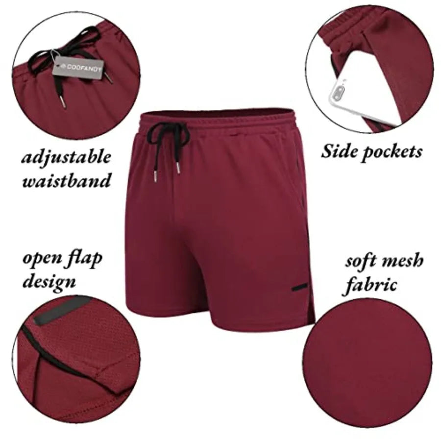 Men's 2 Pack Gym Workout Shorts Quick Dry Athletic Shorts/5 Inch Lightweight Sports Running Shorts with Pockets
