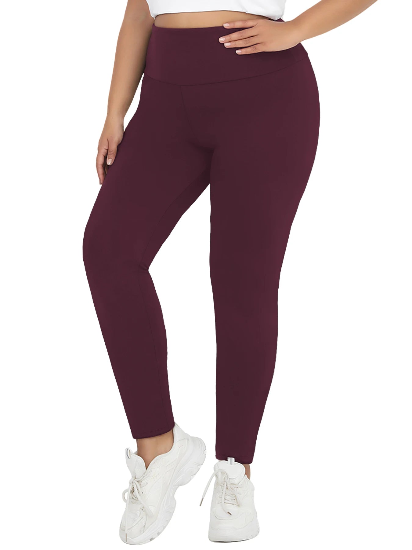 Plus Size Thermal running leggings with fleece interior for women/Low Rise design provides warmth and comfort for winter