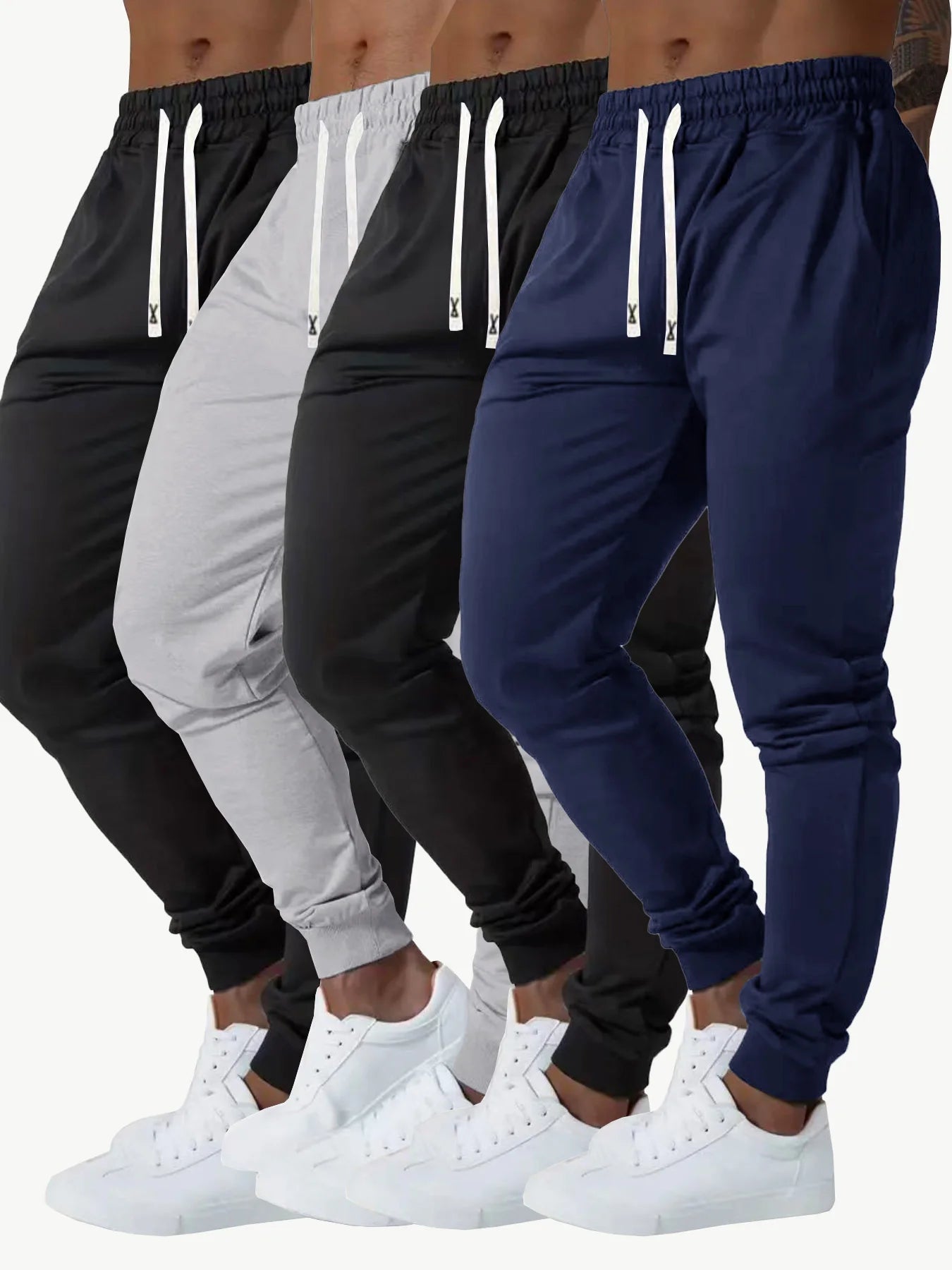Men's 4-piece set cuffed sports casual pants comfortable fabric/suitable for outdoor sports shopping, and travel