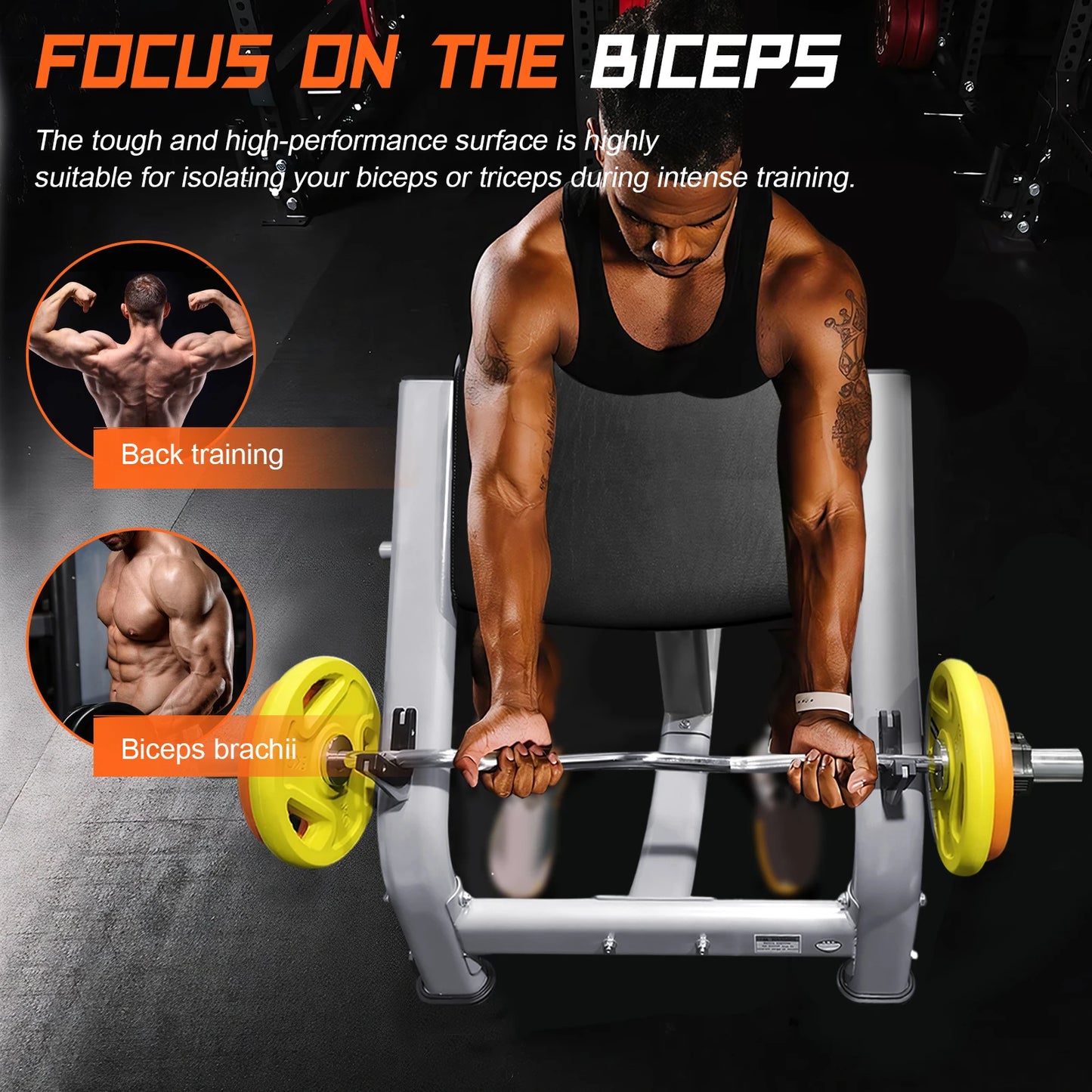 Weight Training Equipment with Adjustable Seat Seated Barbell/and Dumbbell Biceps Station for Home Gym Strength Training