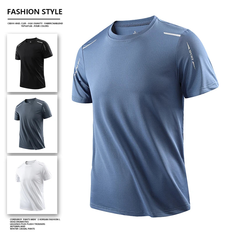 CHRLCK Men's Running Quick Drying T-shirts Breathable Hiking/Fishing Tees Soft Elasticity Outdoor Sports Short Shirt Summer
