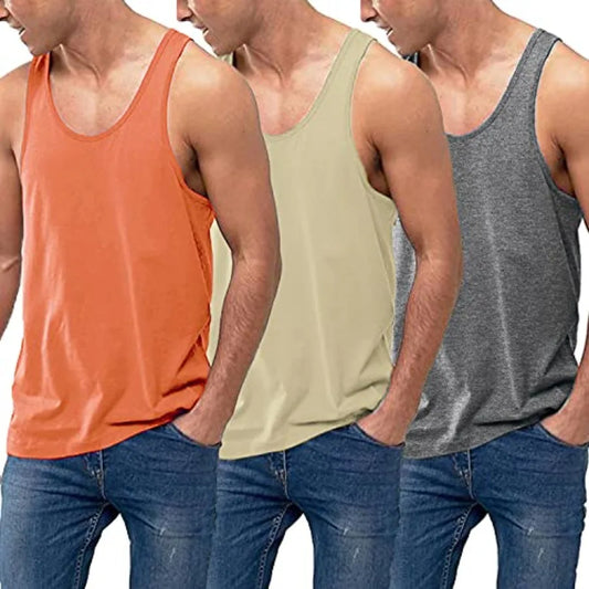 Men's 3 Pack Tank Tops Cotton Performance/Sleeveless Casual Classic T Shirts